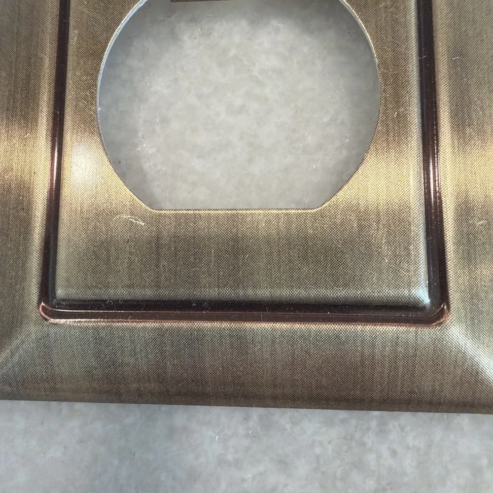 Vtg Light Switch Cover Plate Duplex Outlet Antique Brass Color